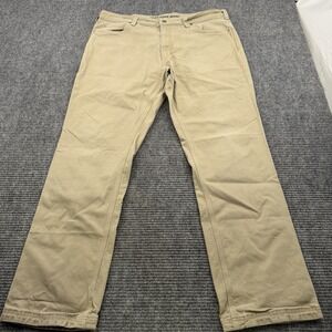 Duluth Trading Flex Fire Hose Pants Mens 40X33 Beige Relax Fit Stretch Workwear